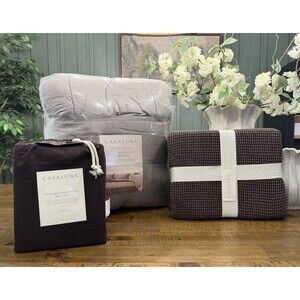 BUNDLE DEAL Casaluna King Bedding Bundle Dark Fig Comforter Sheets Coverlet Set